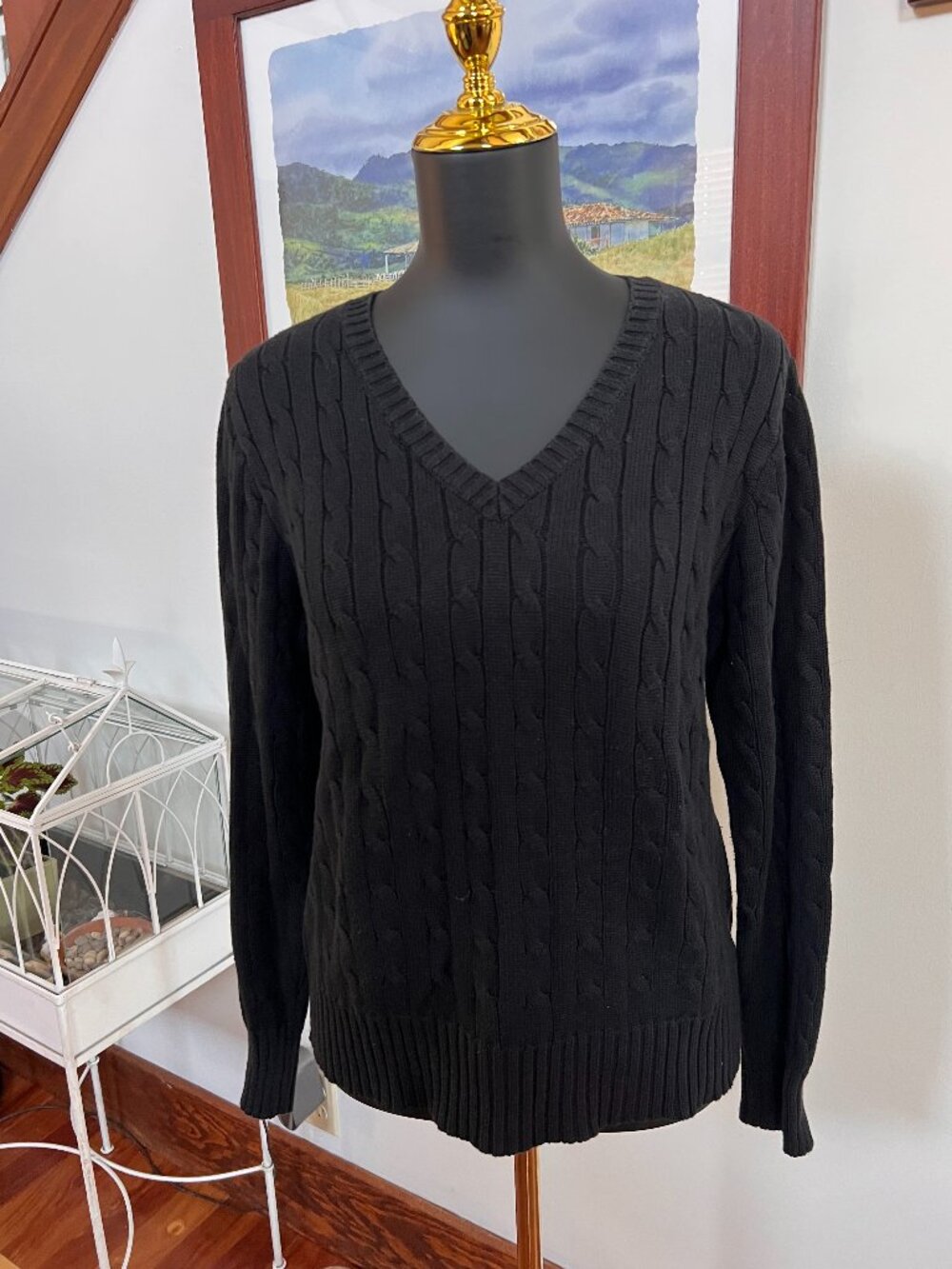 Lightweight Black Long Sleeve Cardigan sz L
